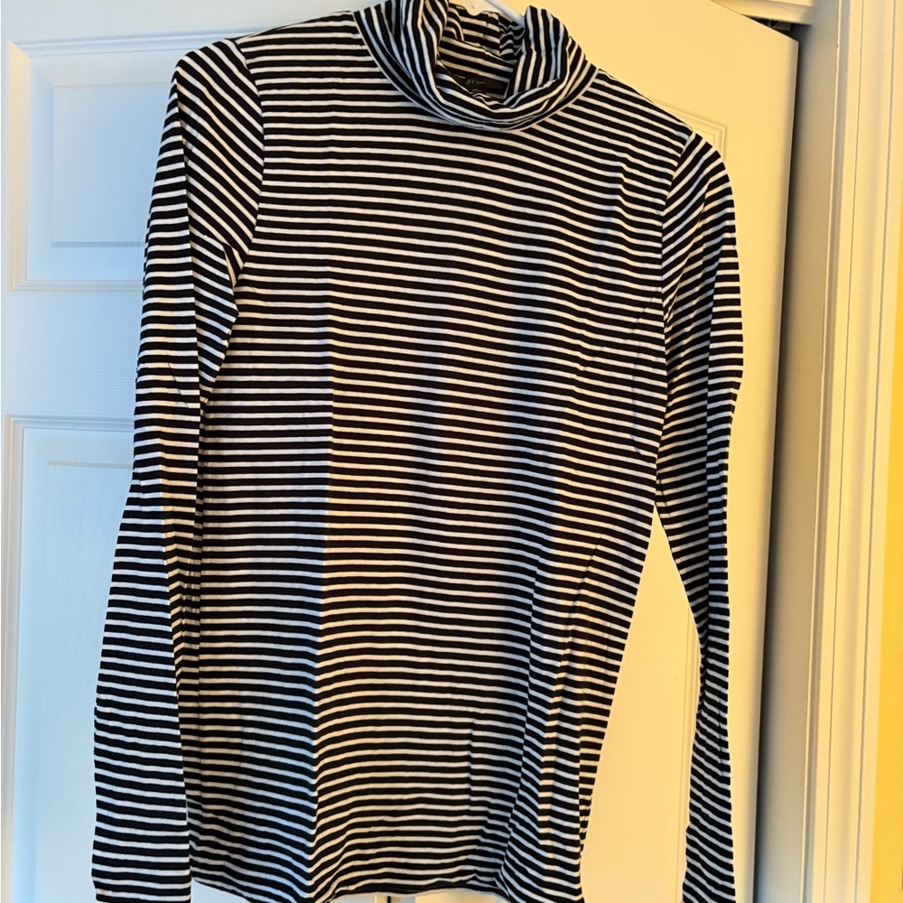 J. Crew black and White tissue turtle neck Top